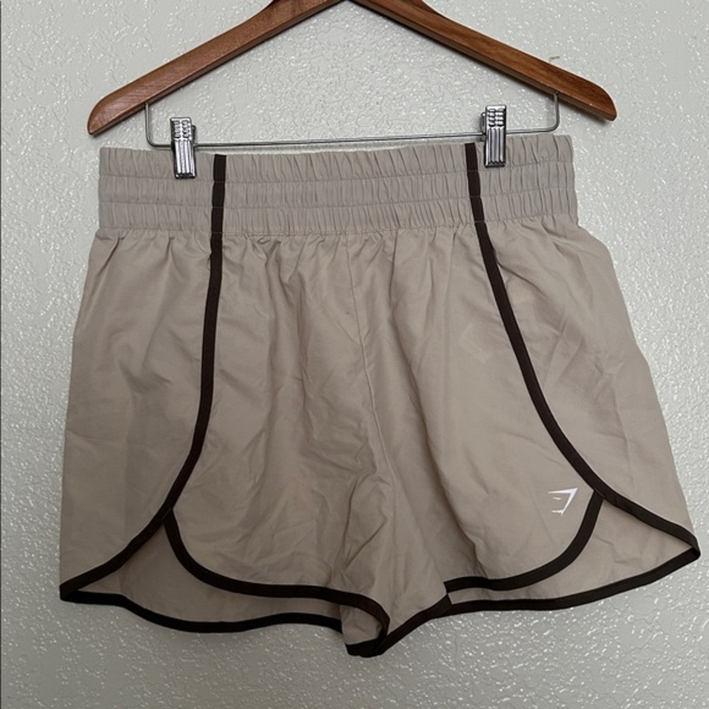 Gymshark Neutral Beige Workout Shorts with Elastic Waistband L